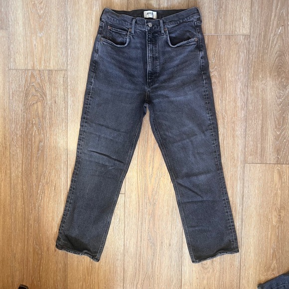 Agolde Denim - AGOLDE Los Angeles High Rise Stove Pipe Denim Jeans Black Wash Size 29